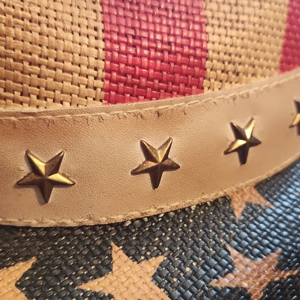 Goldcoast Strow Patriotic American Flag Stripes & Stars Cowboy Hat